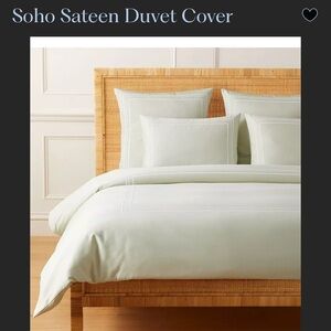 NEW Serena & Lily Soho Sateen Duvet Cover (K/CK)-Pistachio